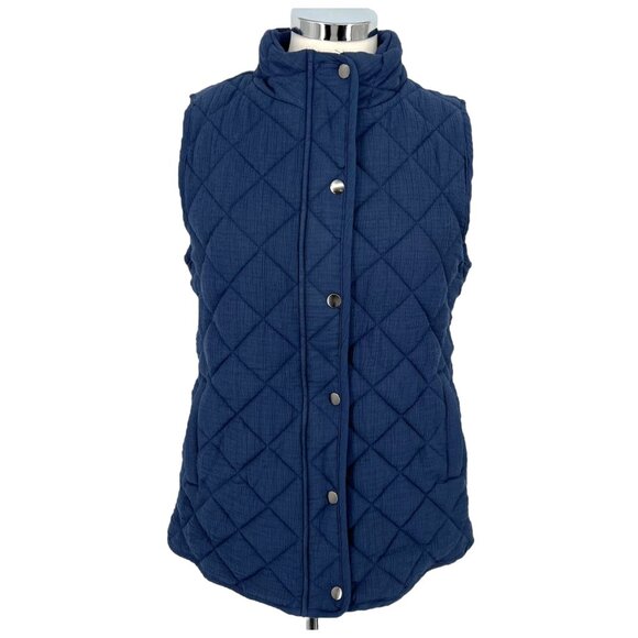Market & Spruce Diamond Quilted Sleeveless Vest Navy Blue Size Medium NWT - Picture 1 of 11
